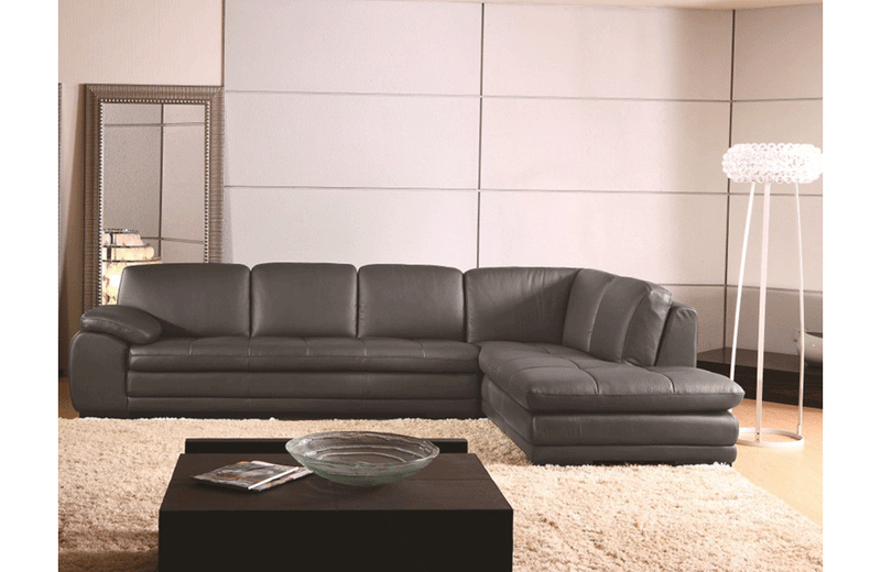 Santino Gray Leather Sectional Sofa