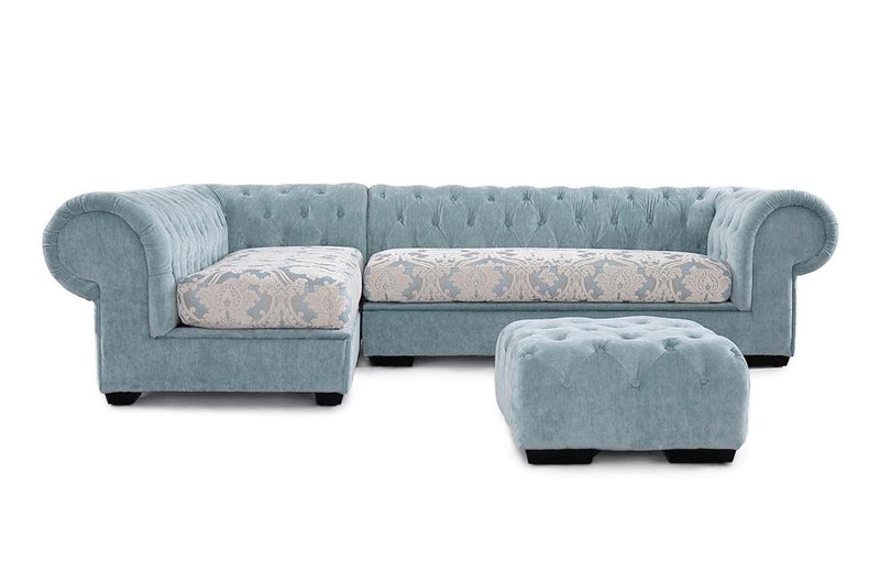 Metropolitan Mini Transitional Gray Fabric Sectional & Ottoman