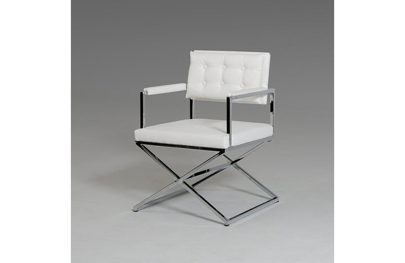 Modrest Cosme Modern White Leatherette Dining Armchair