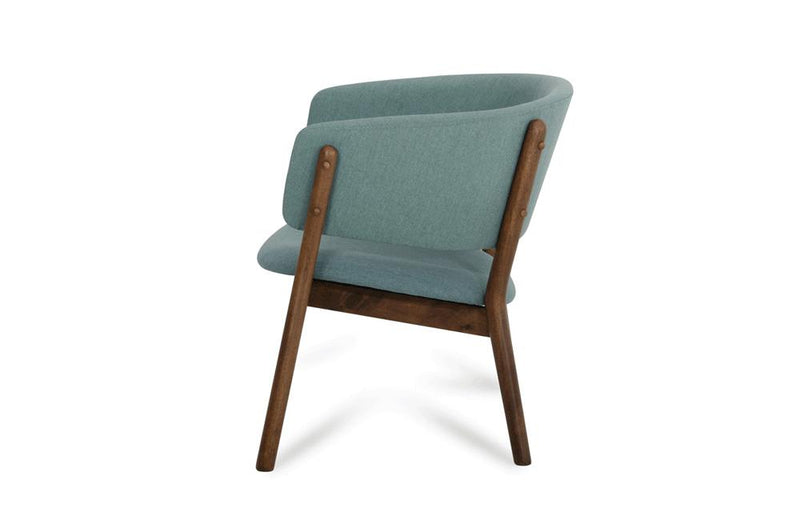 Dante Modern Blue Fabric & Walnut Accent Chair