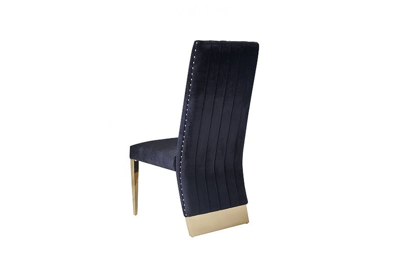 Modrest Keisha Modern Black Velvet and Gold Dining Chair Set of 2