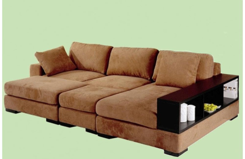 Justina Sectional Sofa Set with 2 Ottoman Brown