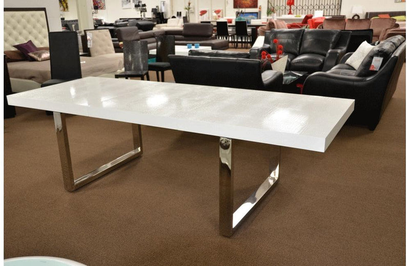 Skyline Modern Crocodile Lacquer Dining Table White