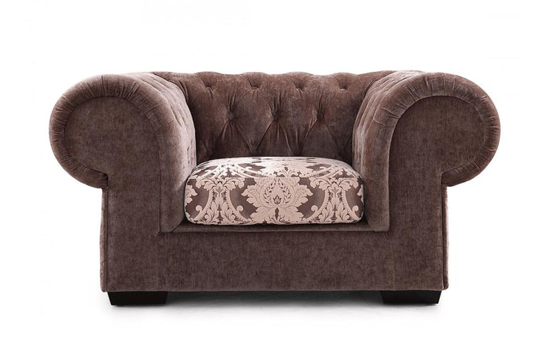 Metropolitan Transitional Brown Fabric Tufted Sofa Set