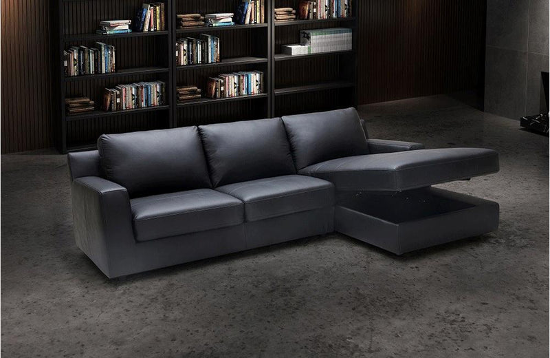 Kaylie Black Leather Sectional Sleeper Sofa