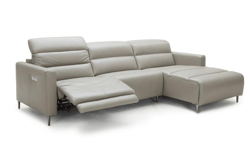 Tony Taupe Reclining Leather Sectional  Sofa