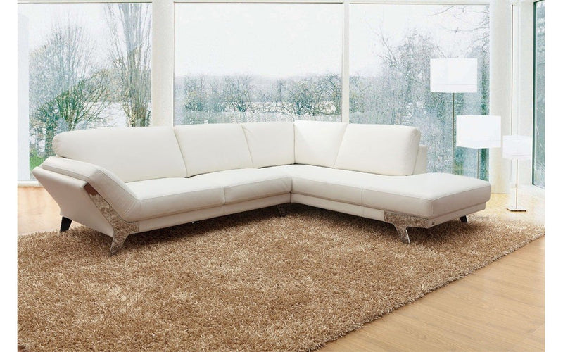 Divani Casa Lidia Modern White Italian Leather Sectional Sofa