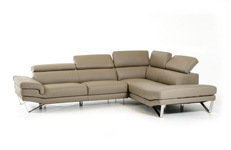 Aria Modern Gray Italian Leather Sectional Sofa