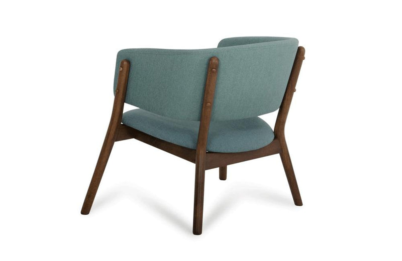 Dante Modern Blue Fabric & Walnut Accent Chair