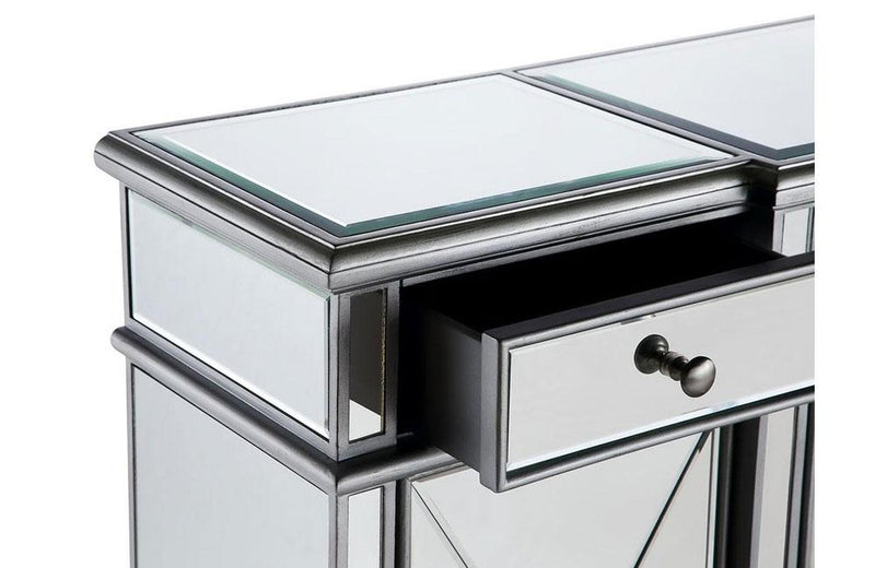 Modern 3 Drawer 4 Door Console Silver