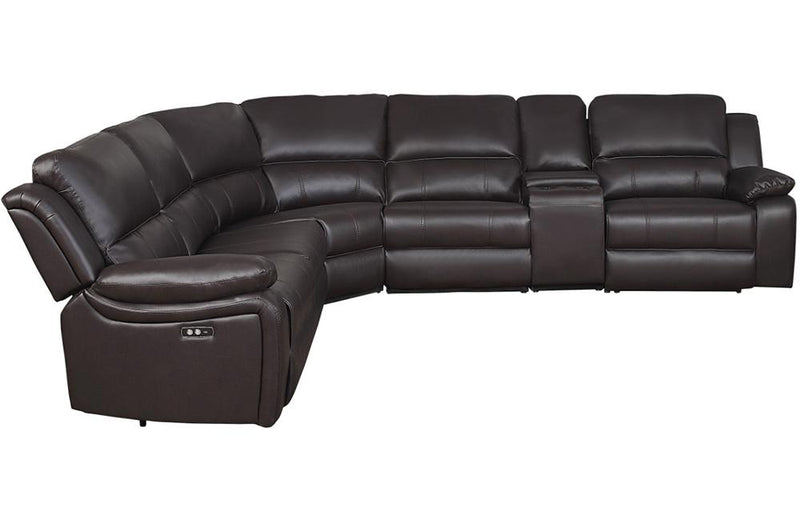 Leonardo Brown Eco-leather Reclining Sectional Sofa