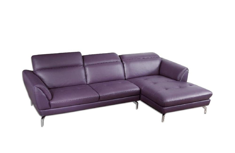 Nicola Purple Leather Sectional Sofa