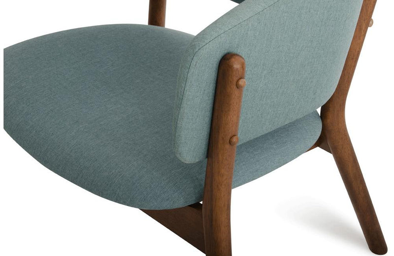 Dante Modern Blue Fabric & Walnut Accent Chair