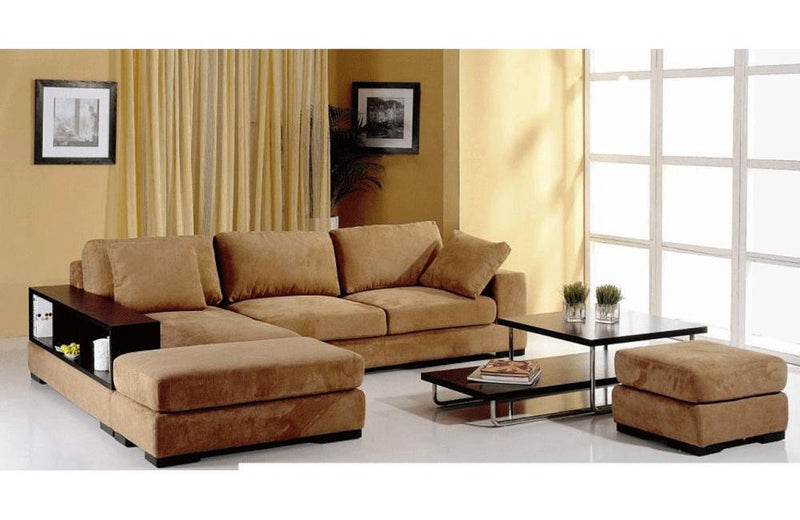 Justina Sectional Sofa Set with 2 Ottoman Brown