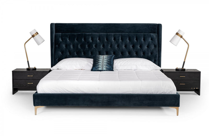 Modrest Wales Modern Blue Fabric Bed