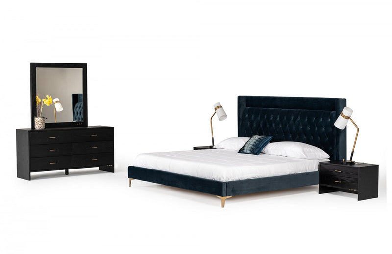 Modrest Wales Modern Blue Fabric Bed