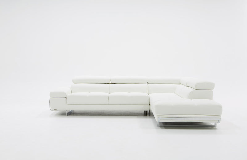 Divani Casa Myst Mini Modern White Eco-Leather Right Facing Sectional Sofa