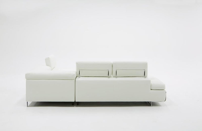 Dante Divani Casa Myst Mini Modern White Eco-Leather Sectional Sofa