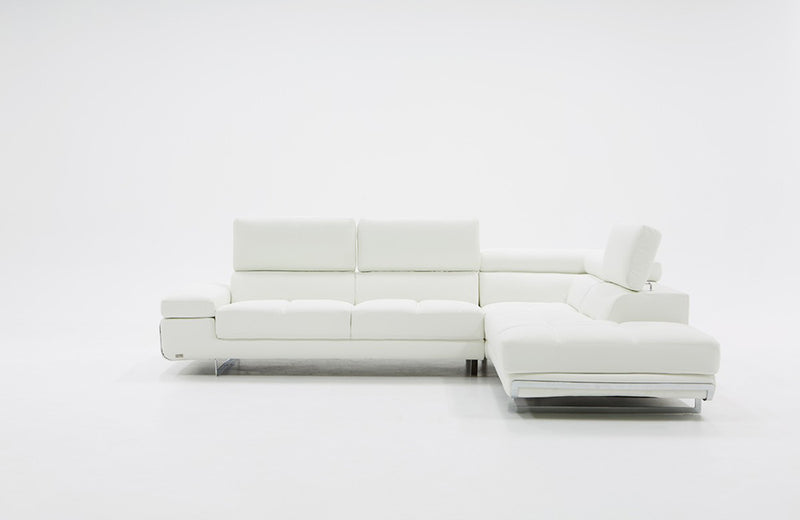 Divani Casa Myst Mini Modern White Eco-Leather Right Facing Sectional Sofa