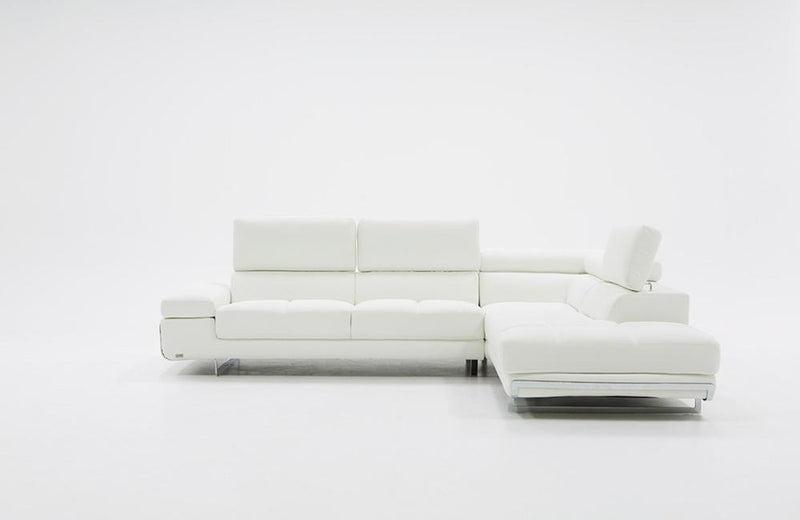 Dante Divani Casa Myst Mini Modern White Eco-Leather Sectional Sofa