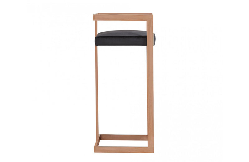 Modrest Halifax Modern Black Velvet & Rosegold Bar Stool