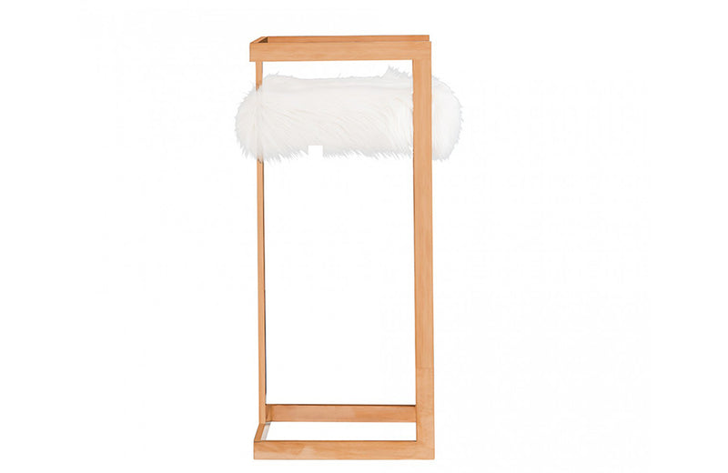 Modrest Halifax Modern White Faux Fur & Rosegold Bar Stool