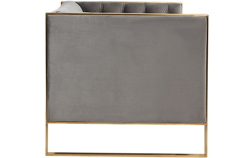 Divani Casa Carlos Modern Grey Velvet & Gold Sofa