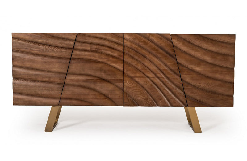 Modrest Finley Modern Walnut & Gold Buffet