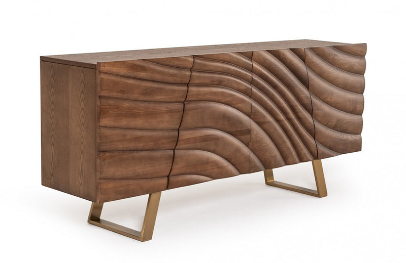 Modrest Finley Modern Walnut & Gold Buffet