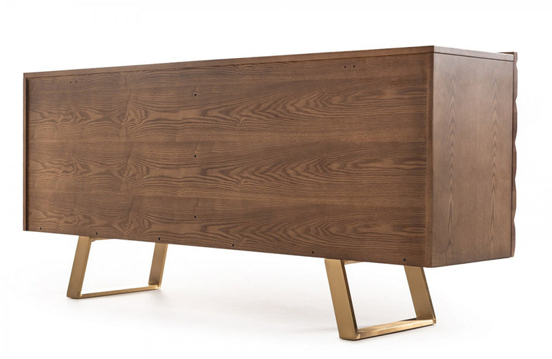 Modrest Finley Modern Walnut & Gold Buffet