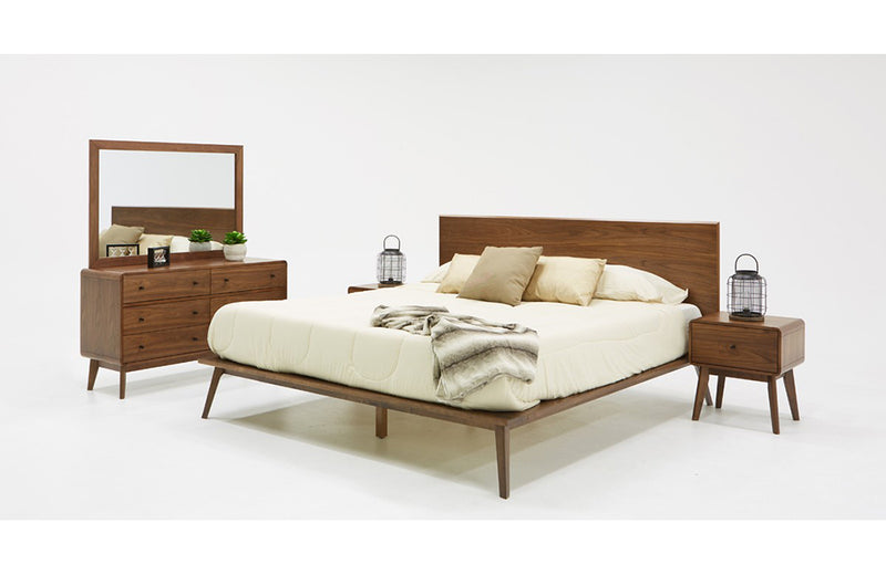 Modrest Carmen Mid-Century Modern Walnut Bed