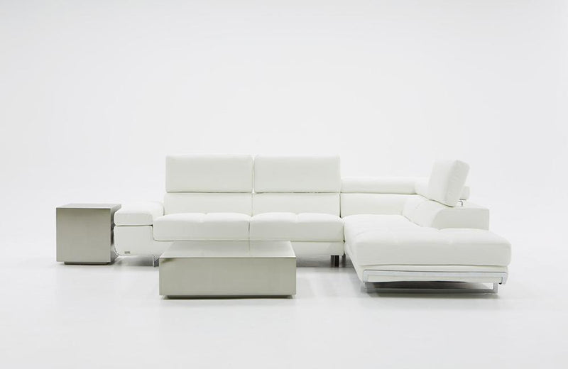 Dante Divani Casa Myst Mini Modern White Eco-Leather Sectional Sofa