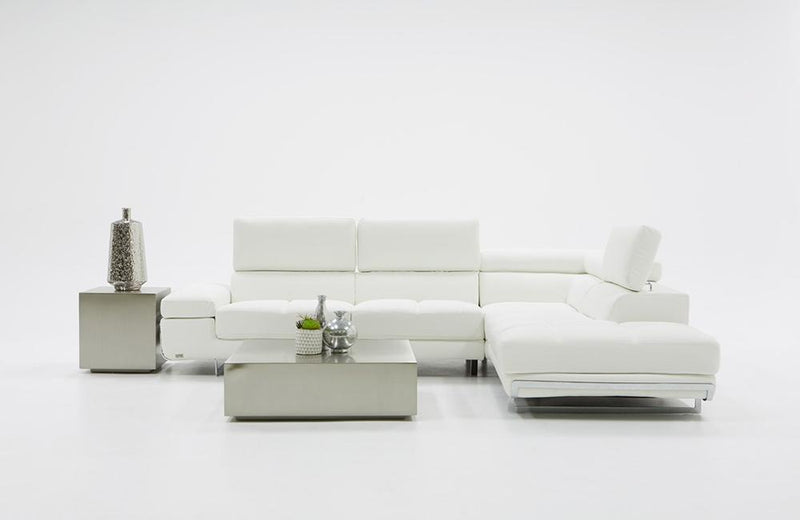 Dante Divani Casa Myst Mini Modern White Eco-Leather Sectional Sofa