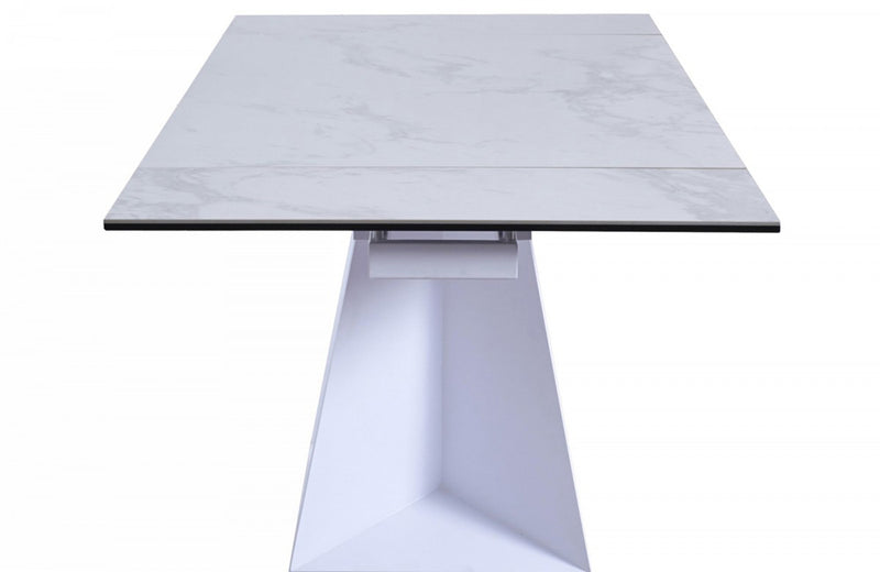 Modrest Baldwin Modern White Ceramic Extendable Dining Table