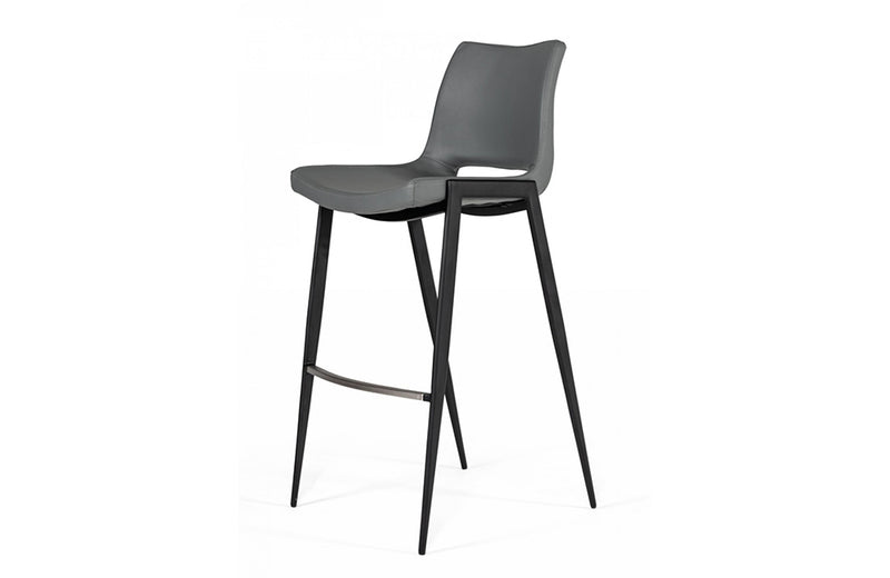 Modrest Bitely Modern Gray Eco-Leather Bar Stool (Set of 2)