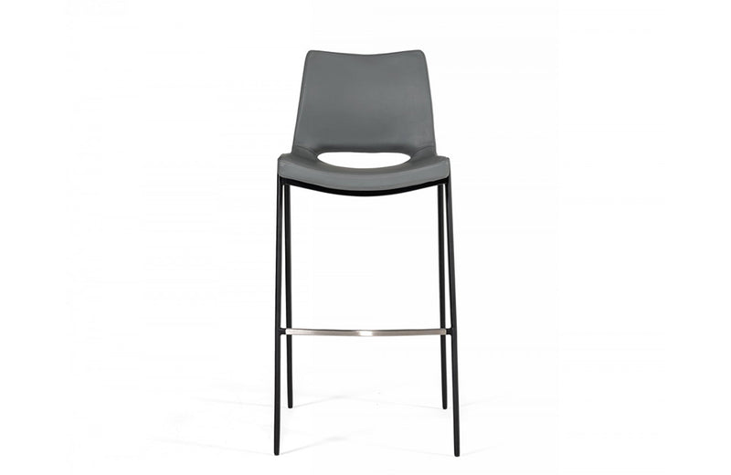 Modrest Bitely Modern Gray Eco-Leather Bar Stool (Set of 2)