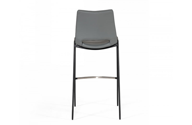 Modrest Bitely Modern Gray Eco-Leather Bar Stool (Set of 2)