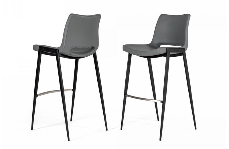 Modrest Bitely Modern Gray Eco-Leather Bar Stool (Set of 2)