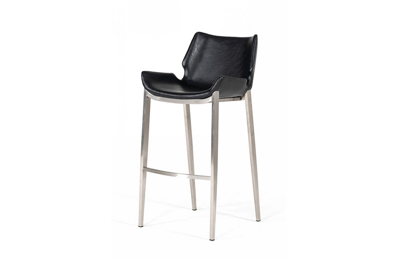 Modrest Dave Modern Black Eco-Leather Bar Stool (Set of 2)