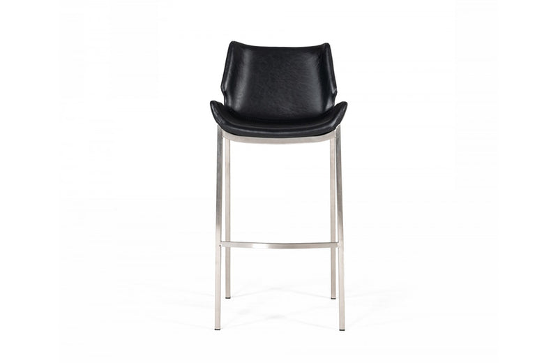 Modrest Dave Modern Black Eco-Leather Bar Stool (Set of 2)