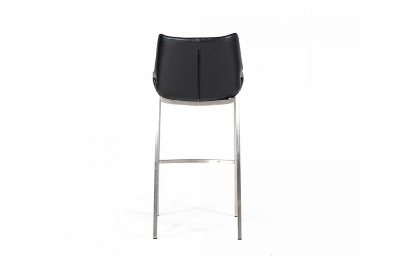 Modrest Dave Modern Black Eco-Leather Bar Stool (Set of 2)