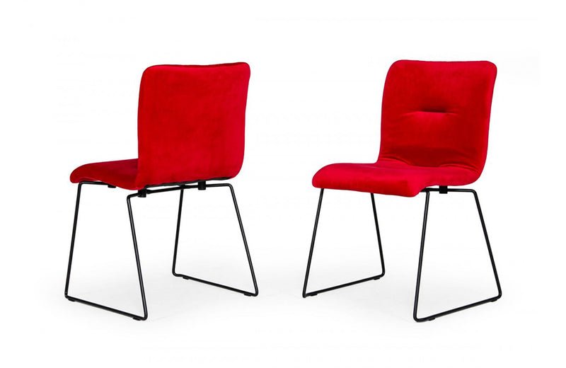 Modrest Yannis Modern Red Fabric Dining Chair (Set of 2)