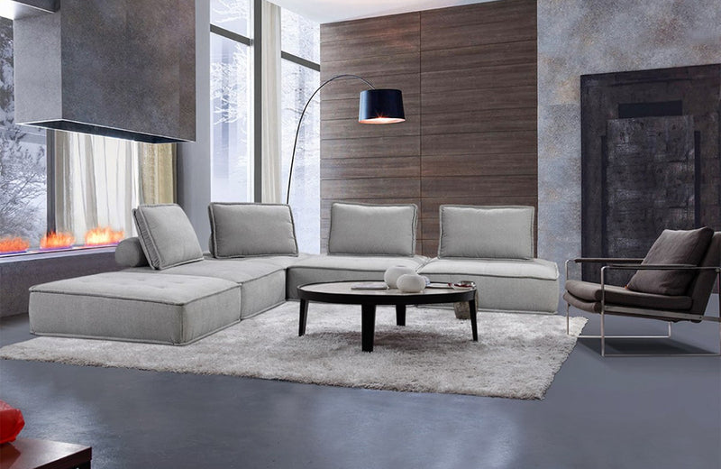 Divani Casa Nolden Modern Grey Fabric Modular Sectional Sofa