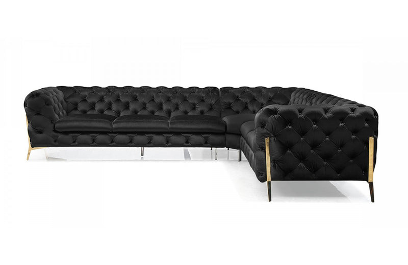 Divani Casa Sheila Modern Black Velvet Sectional Sofa