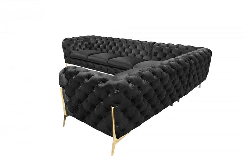 Divani Casa Sheila Modern Black Velvet Sectional Sofa