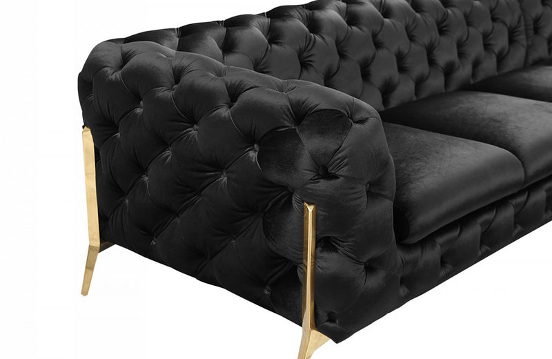 Divani Casa Sheila Modern Black Velvet Sectional Sofa