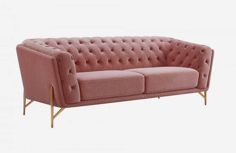 Divani Casa Aiken Modern Salmon Velvet Sofa