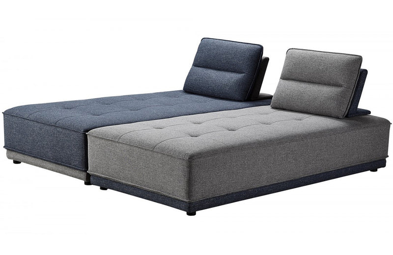 Divani Casa Glendale Modern Blue + Grey Fabric Modular Sectional Sofa