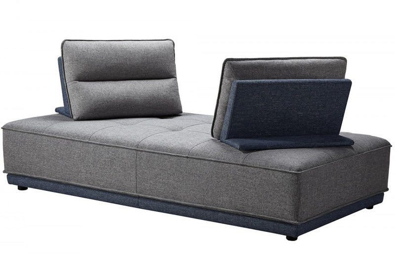 Divani Casa Glendale Modern Blue + Grey Fabric Modular Sectional Sofa