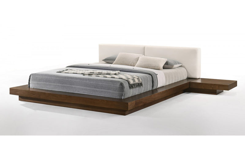 Modrest Tokyo Contemporary Walnut and White Platform Bed